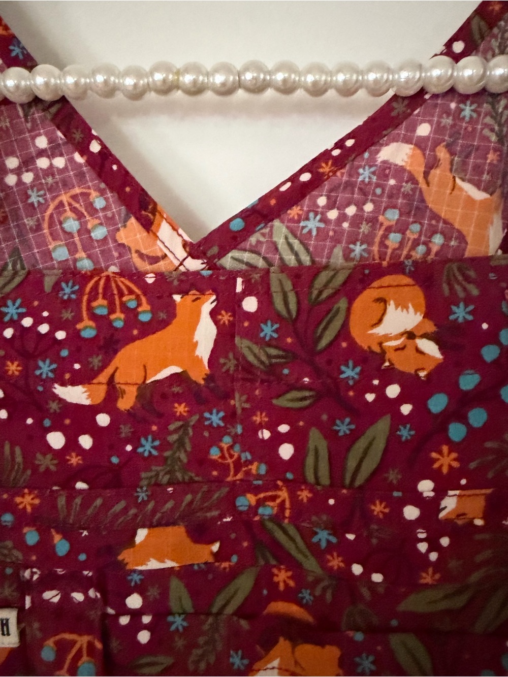 Duluth Trading Co Maroon Floral Fox Print Overalls - Picture 6 of 13